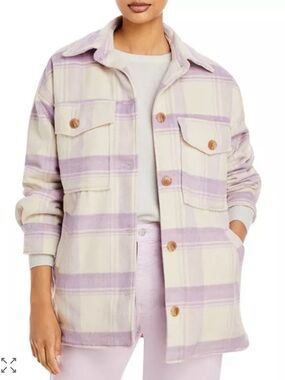 Aqua Lavender and Cream Plaid Utility Shacket